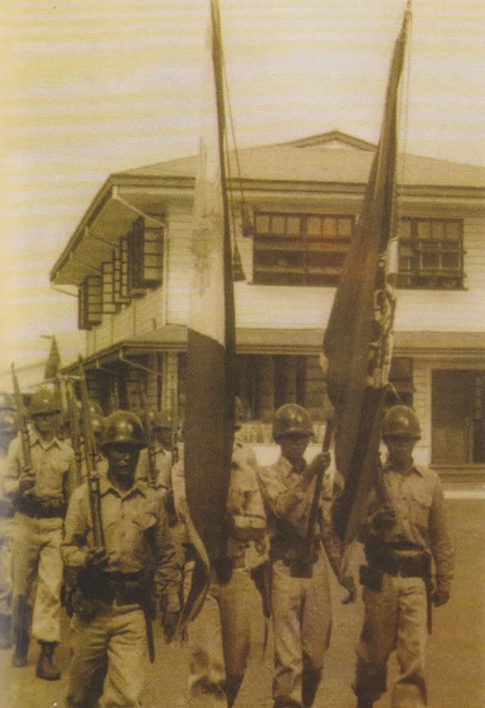 Alpha Company marches during a morning color ceremony in Marine Barracks of the Manila Naval Station (where Central Bank PH is currently situated)